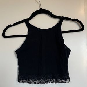 Black Halter Crop with Lace Detail - Colsie from Target